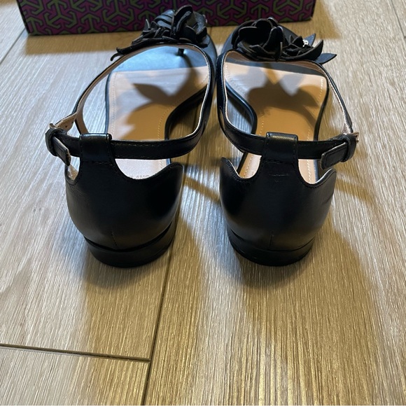 STUNNING Tory Burch Black Blossom Sandals Women's Size 7 Luxe Leather boho-chic - Picture 6 of 9